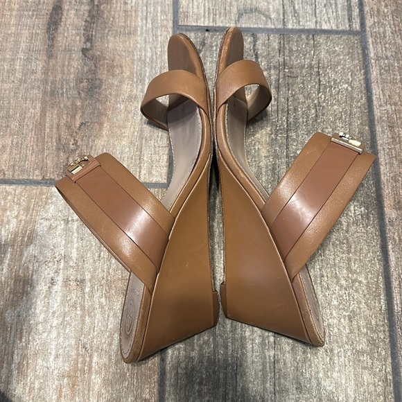 Tory‎ Burch Women’s Tan Leather Slide Wedges SZ 9 - Picture 8 of 12